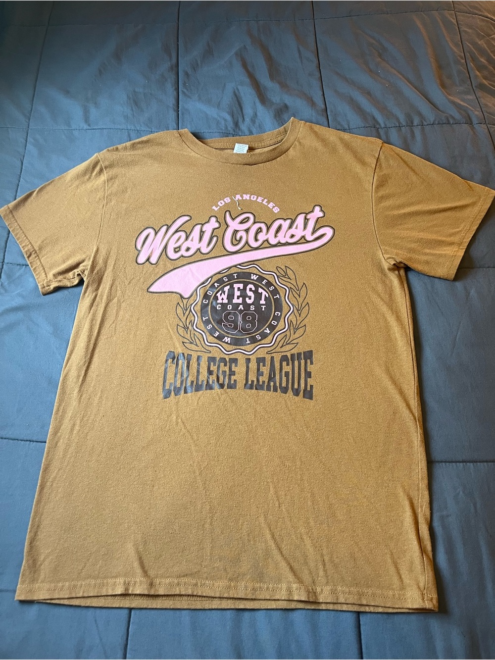 West Coast College League Graphic Tee - Tan with Pink Accents